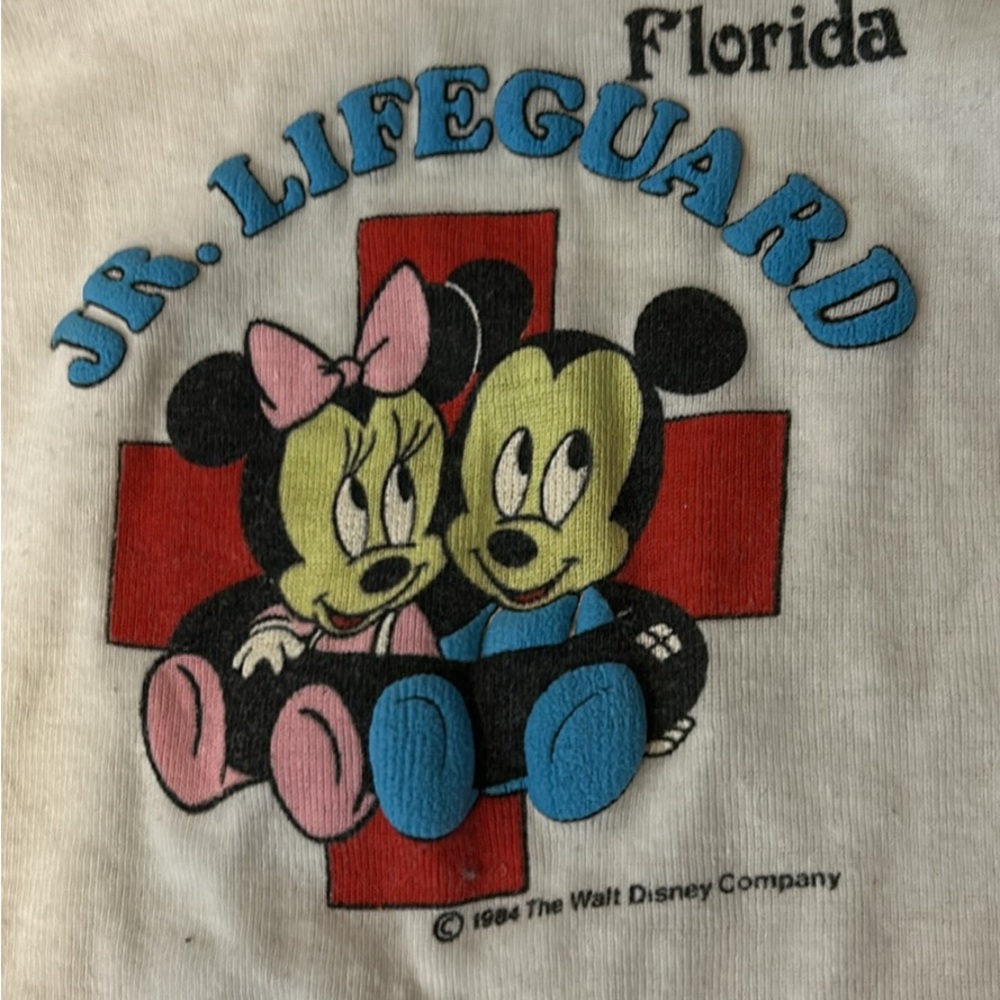 Disney Mickey and Minnie Mouse Jr. Lifeguard baby tee vintage 1984
